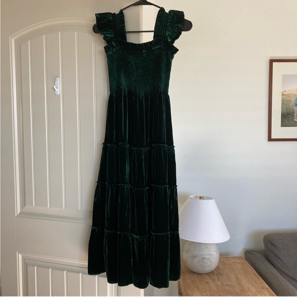 Hill House Emerald Velvet Nap Dress
